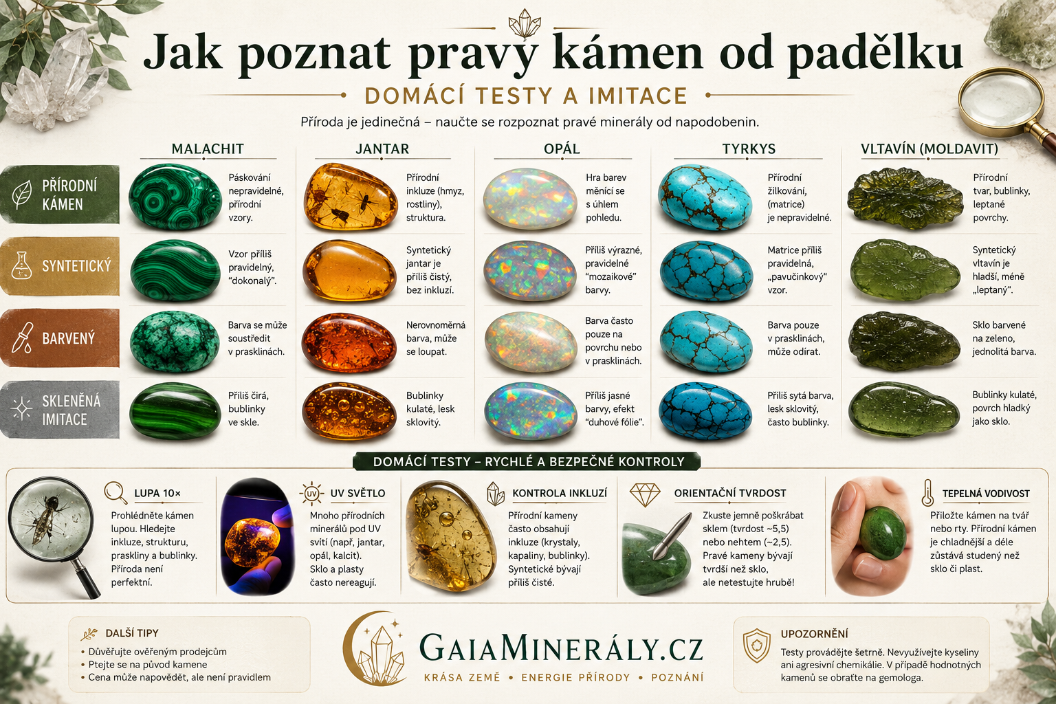 Jak poznat pravý kámen od padělku | Domácí testy a imitace  | Gaia minerály 