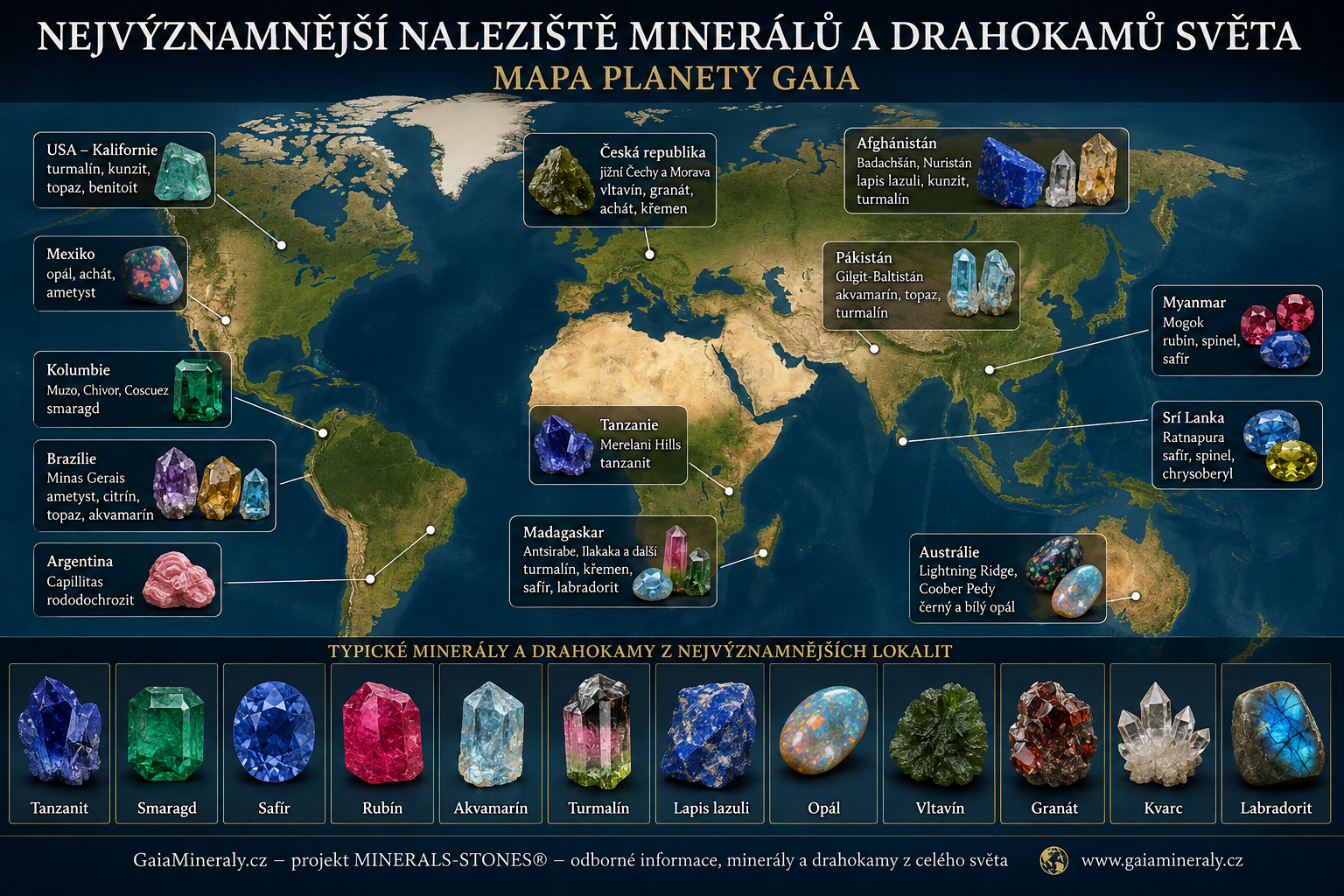 Nejvýznamnější naleziště minerálů a drahokamů světa | Gaia minerály