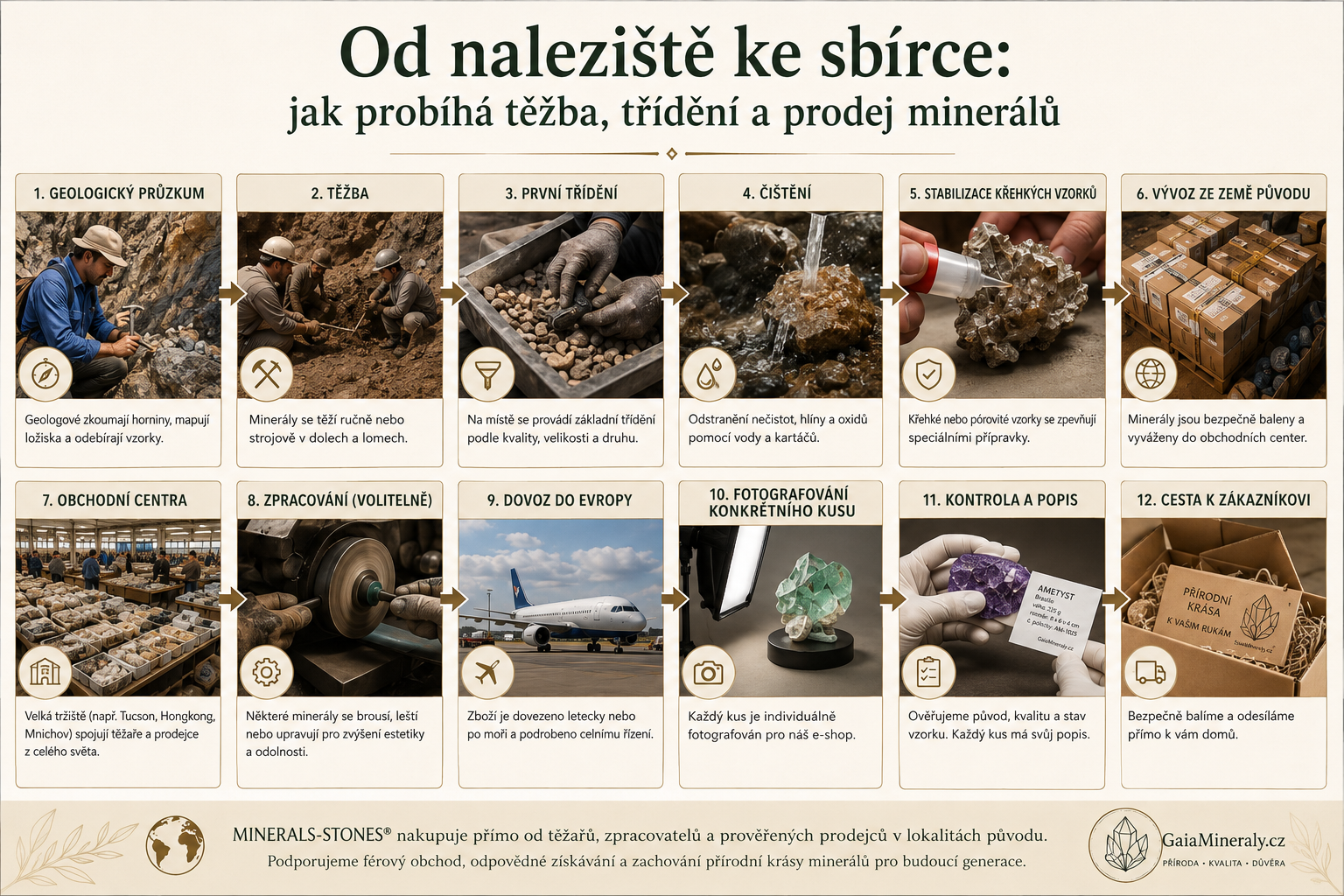 Od naleziště ke sbírce | Těžba a prodej minerálů  | Gaia minerály 